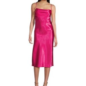 NWT Chelsea & Violet Hot Pink Sleeveless Cowl Neck Midi Slip Dress Size Medium